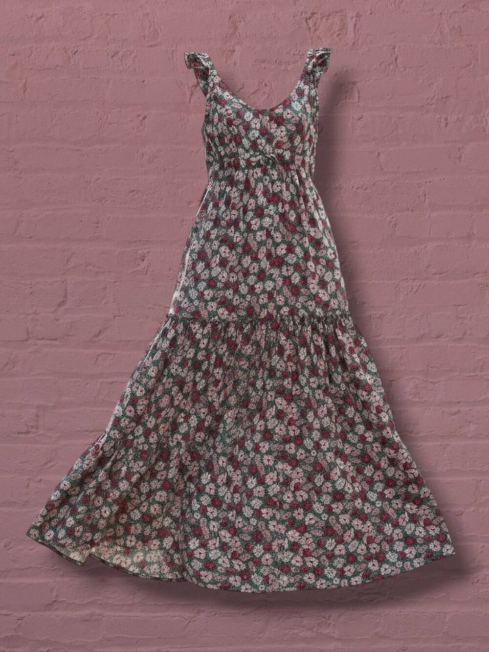 MNG Teal Floral Ruffle Front Button Maxi Dress 2